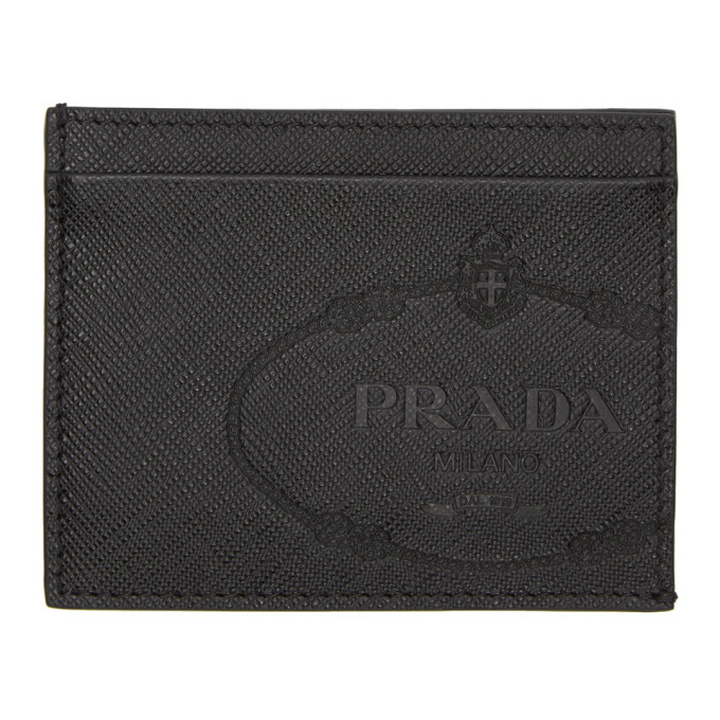 Photo: Prada Black Saffiano Logo Print Card Holder