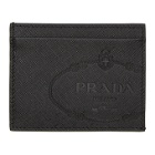 Prada Black Saffiano Logo Print Card Holder