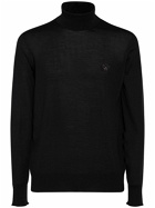 VERSACE - Logo Wool Blend Knit Turtleneck Sweater