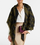 Max Mara Monogram jacquard wool and silk scarf