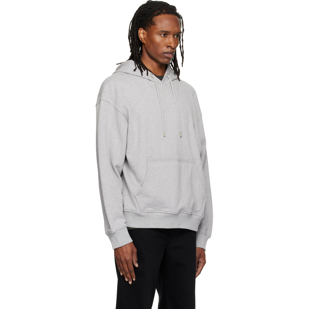 WOOYOUNGMI Gray Flower Back Logo Hoodie