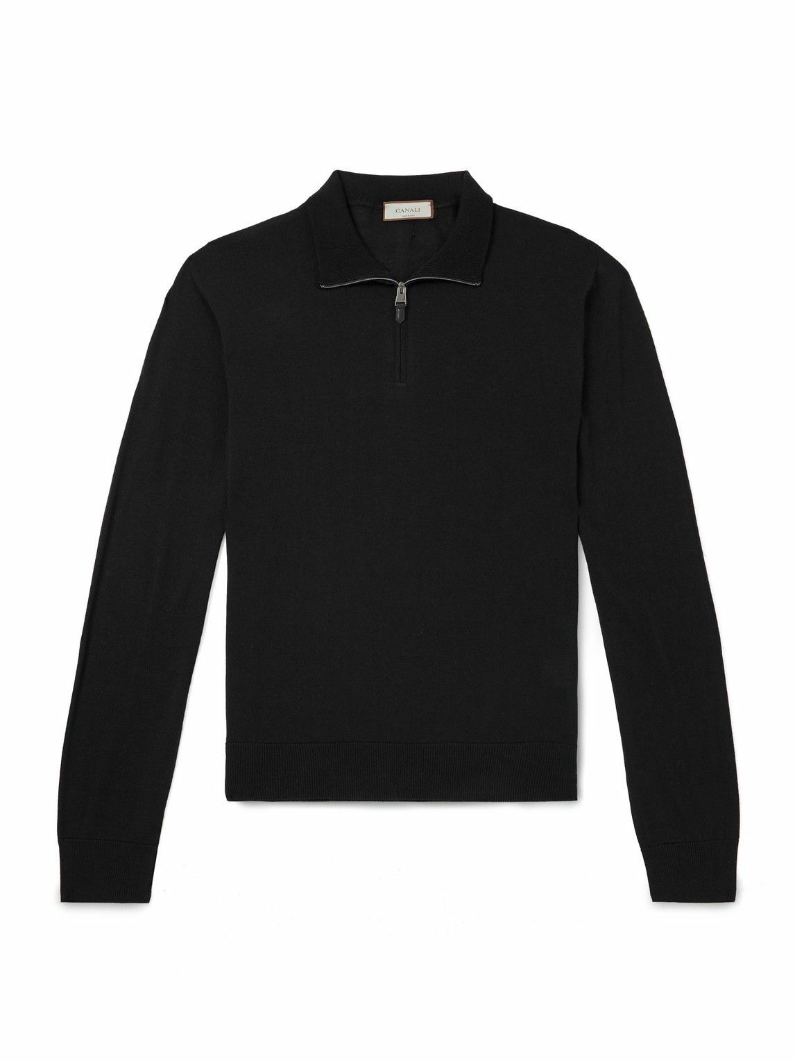 Canali - Slim-Fit Wool Half-Zip Sweater - Black