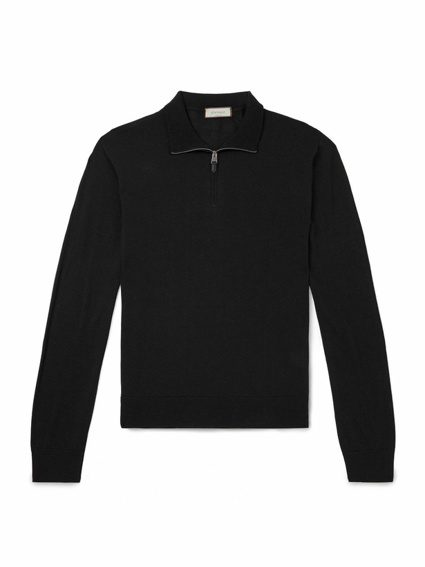 Photo: Canali - Slim-Fit Wool Half-Zip Sweater - Black