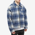 Cole Buxton Men's Flannel Overshirt in Blue/Grey