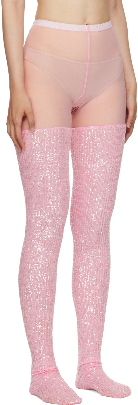 Anna Sui Pink Sequin Tights