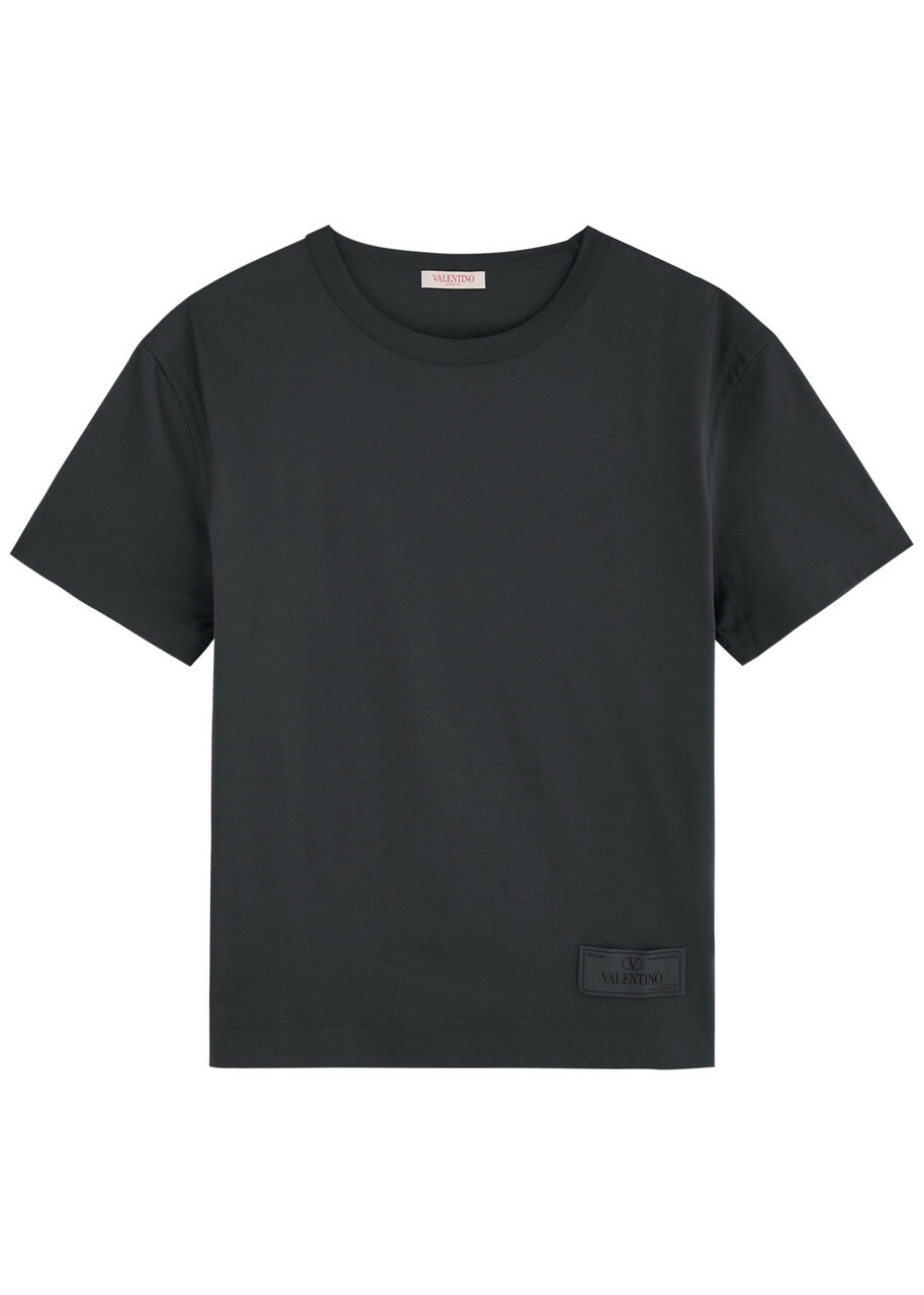 Valentino Maison Label Appliqué Cotton T-shirt Black Valentino