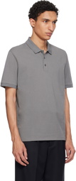 Hugo Gray Cotton Piqué Logo Polo