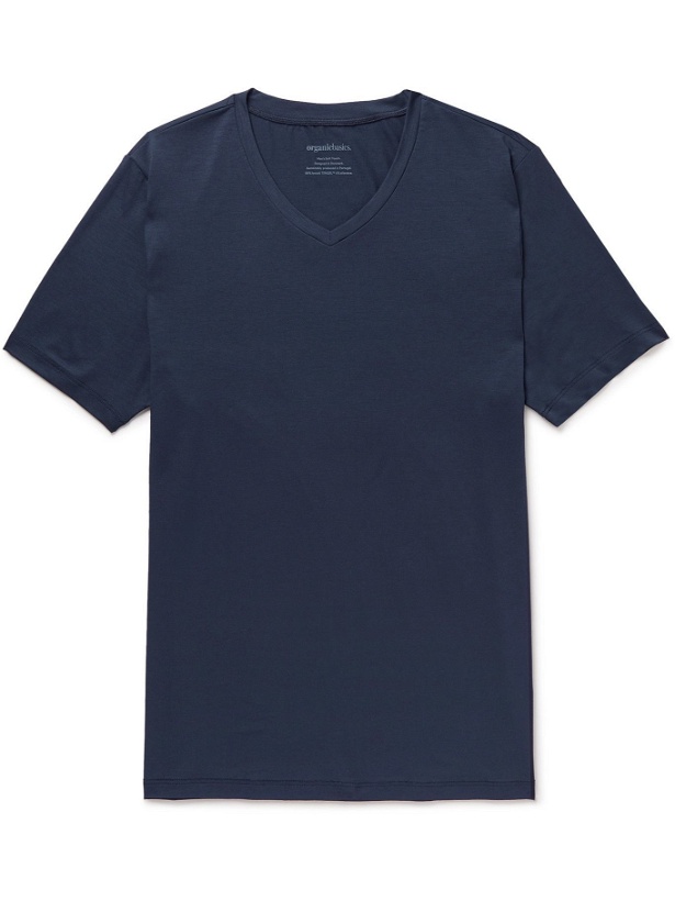 Photo: ORGANIC BASICS - Slim-Fit Stretch TENCEL Lyocell T-Shirt - Blue