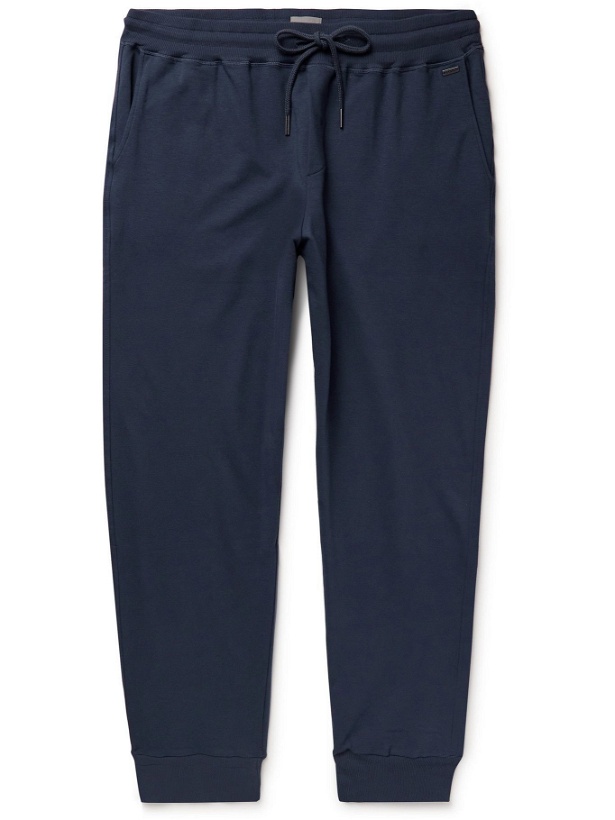 Photo: HANRO - Alexis Tapered Stretch-Cotton Jersey Sweatpants - Blue