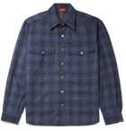Isaia - Checked Wool and Cashmere-Blend Overshirt - Blue