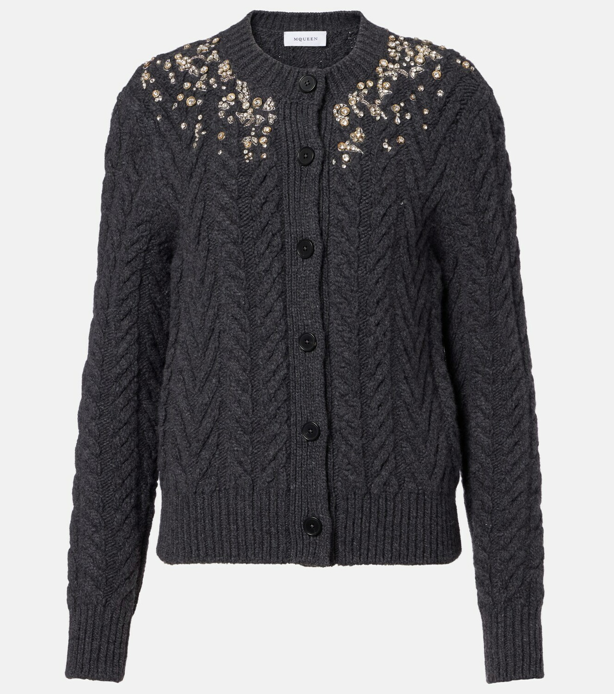 McQueen Embellished wool and cashmere cardigan