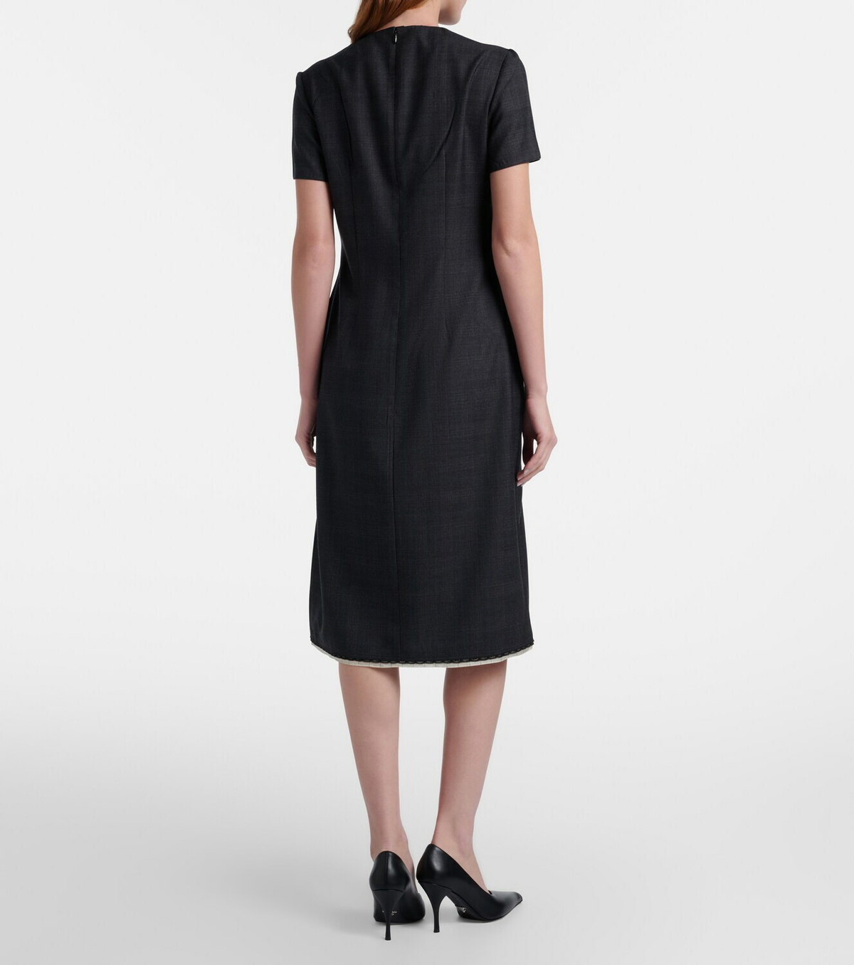 Prada Checked virgin wool midi dress