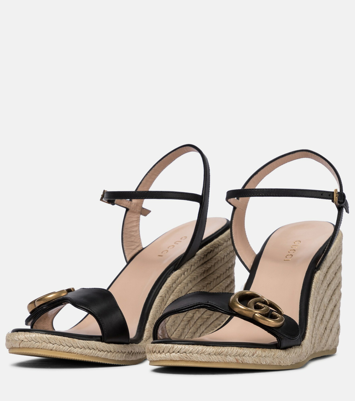 Gucci - Leather wedge espadrille sandals Gucci