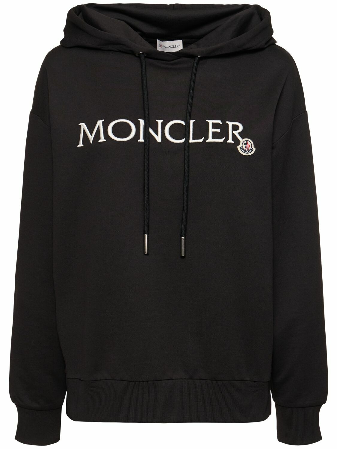Photo: MONCLER - Embroidered Logo Cotton Jersey Hoodie