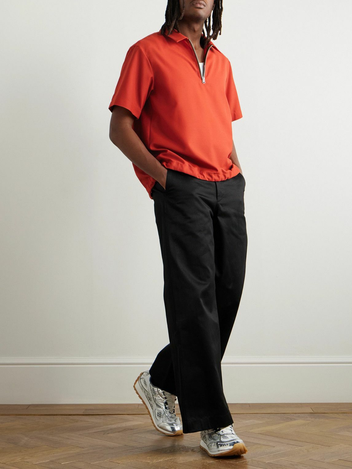 Sacai - Woven Polo Shirt - Red Sacai