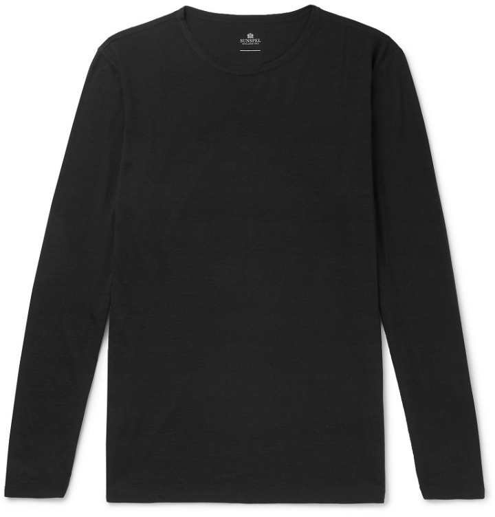 Photo: Sunspel - Slim-Fit Merino Wool T-Shirt - Black