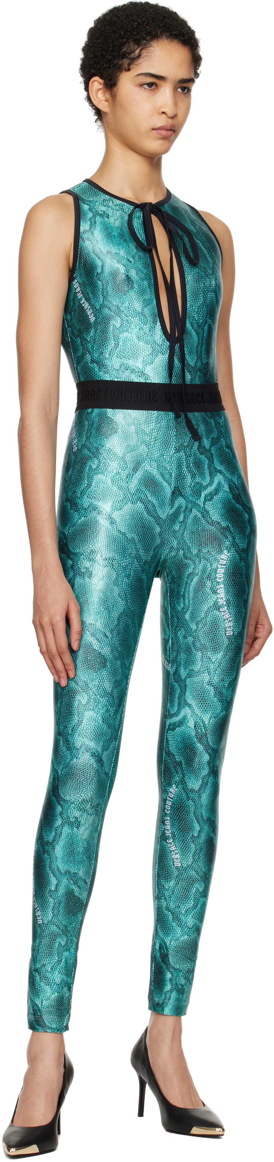 インナー・ルームウェアその他 VERSACE FW25 COTTON JERSEY BODYSUIT (1016387 1A100111PV90) Versace Jeans Couture Blue Printed Bodysuit Versace