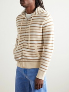 Marni - Embroidered Striped Virgin Wool and Cashmere-Blend Zip-Up Hoodie - Neutrals