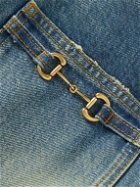 GUCCI - Slim-Fit Horsebit Distressed Denim Jacket - Blue