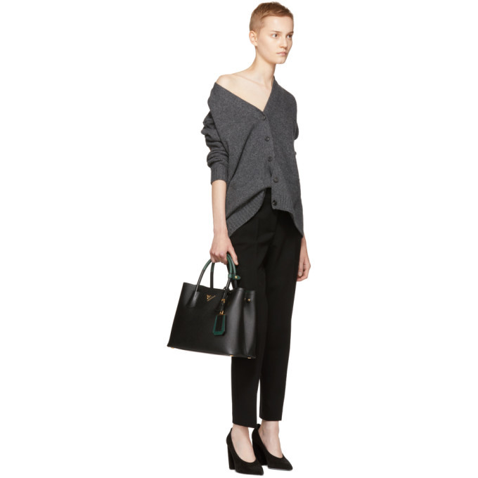 Prada Grey Wool and Cashmere Elbow Patches Cardigan Prada