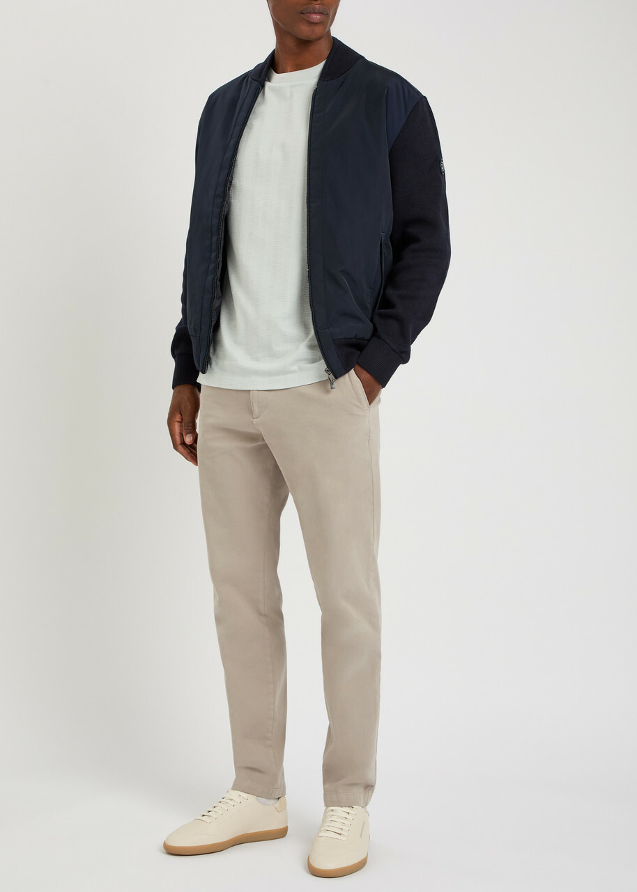 Boss Levaio Quilted Cotton and Shell Bomber Jacket Navy