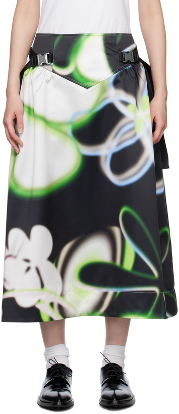 Photo: MINJUKIM Black V-Cut Buckle Midi Skirt