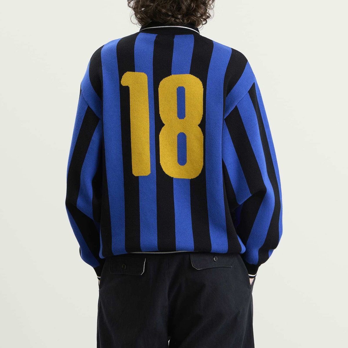 Bound Men's Zanetti Knit Football Shirt in Blue Stripe