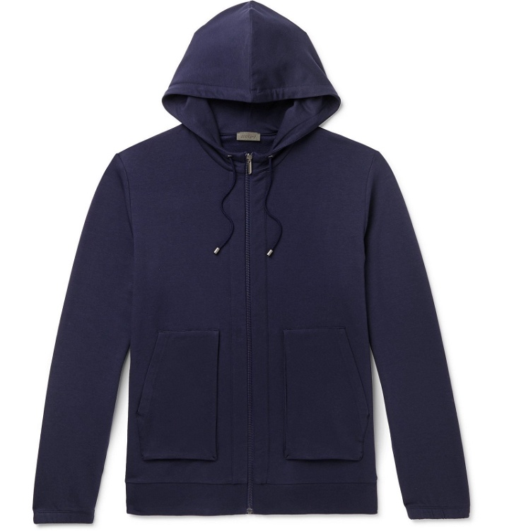 Photo: Zimmerli - Slim-Fit Stretch Micro Modal and Cotton-Blend Zip-Up Hoodie - Blue