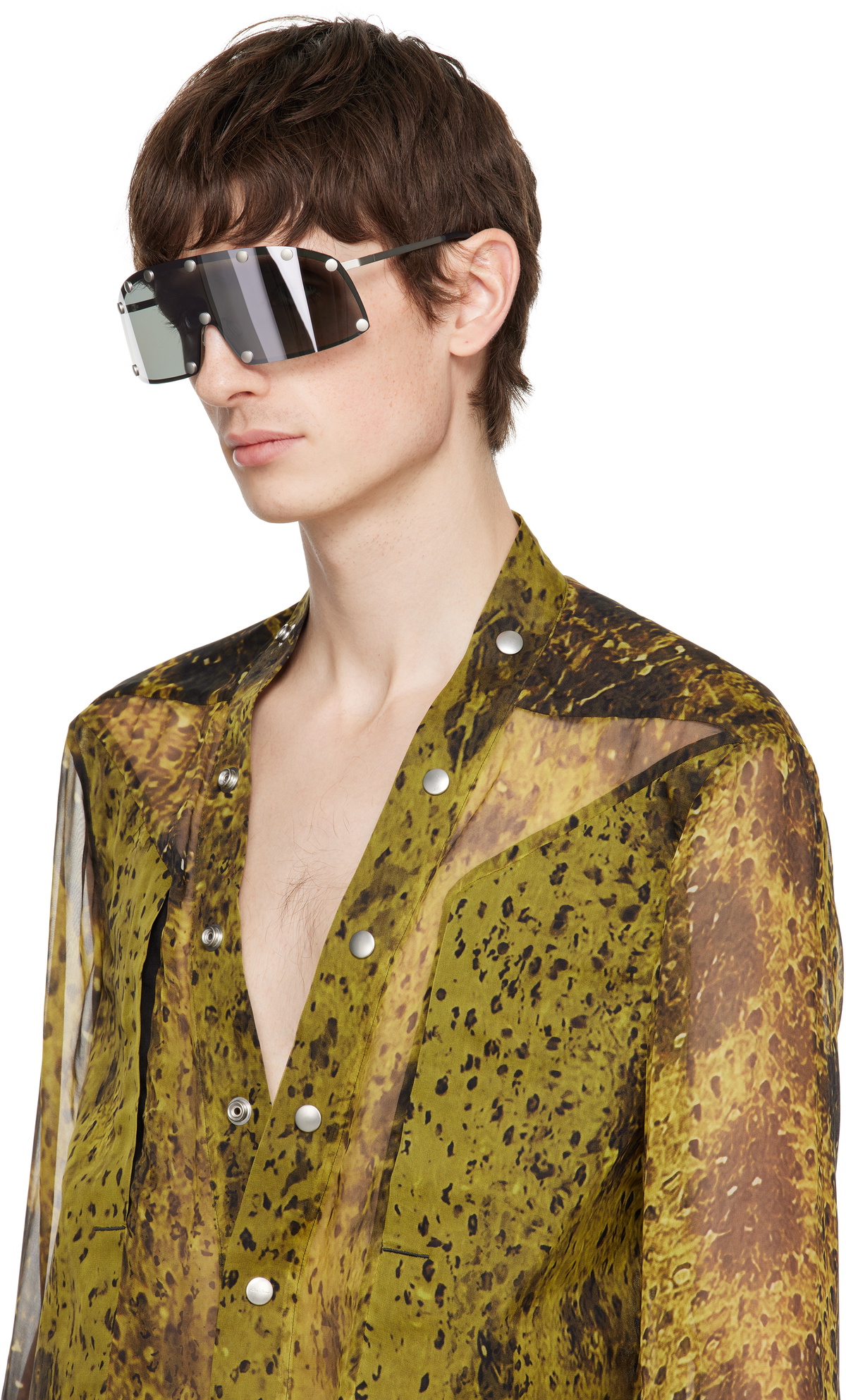 Rick Owens Silver Hollywood Shielding Sunglasses Rick Owens
