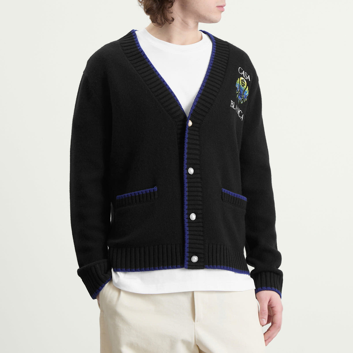 Casablanca Men's Flaming Tennis Ball Cardigan in Black