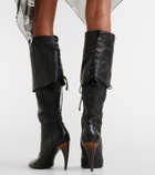McQueen Horn Heel leather knee-high boots
