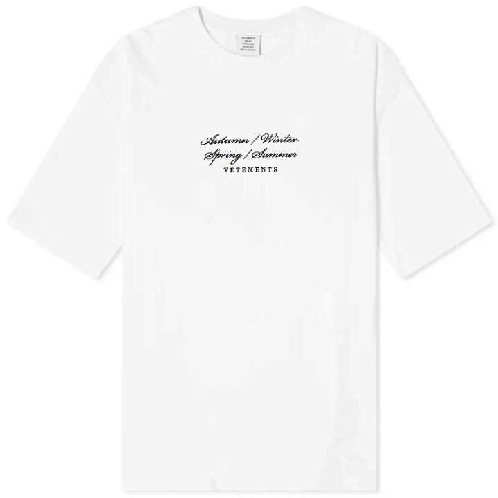 Photo: Vetements Men's 4 Seasons Embroidered Logo T-Shirt in White