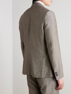 Paul Smith - Double-Breasted Linen and Wool-Blend Suit Jacket - Brown