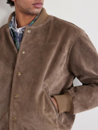 Cherry Los Angeles - Logo-Debossed Suede Bomber Jacket - Brown