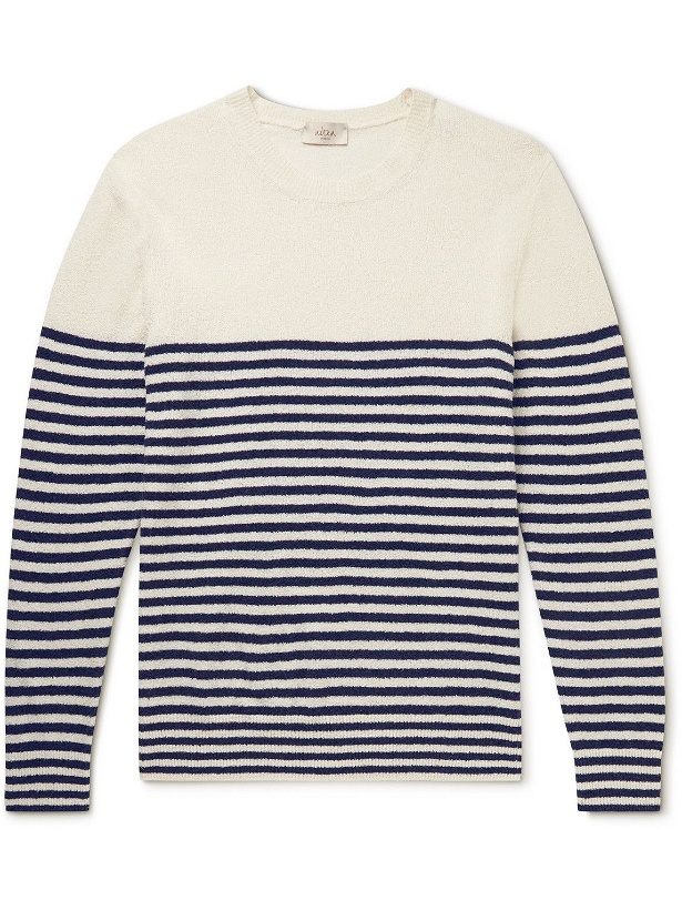 Photo: Altea - Striped Cotton-Blend Sweater - Blue