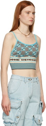 We11done Blue Knit All Over Logo Tank Top