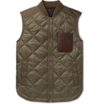 TOD'S - Leather-Trimmed Padded Quilted Shell and Poplin Gilet - Green