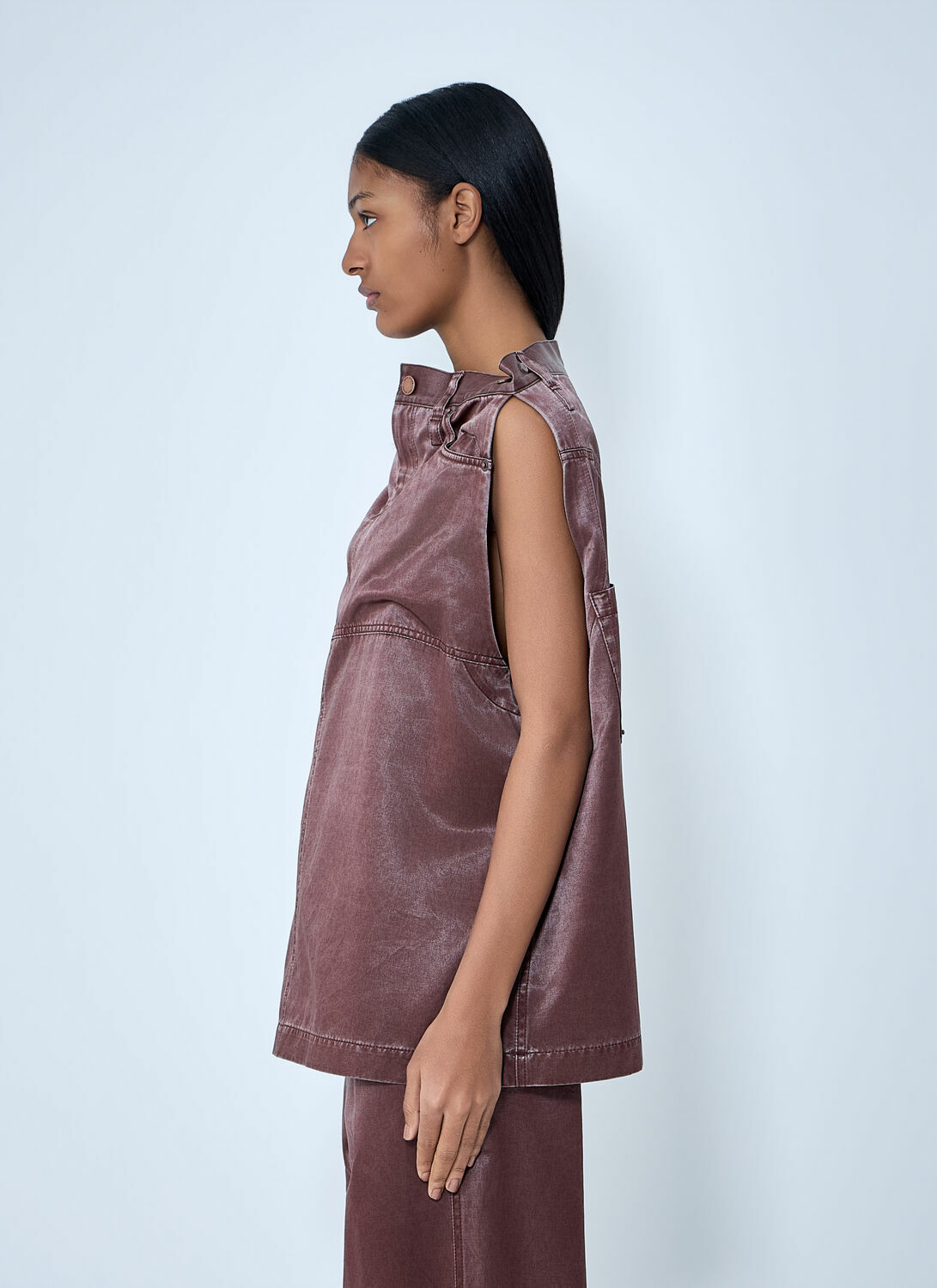 Issey Miyake Satin Denim Sleeveless Top