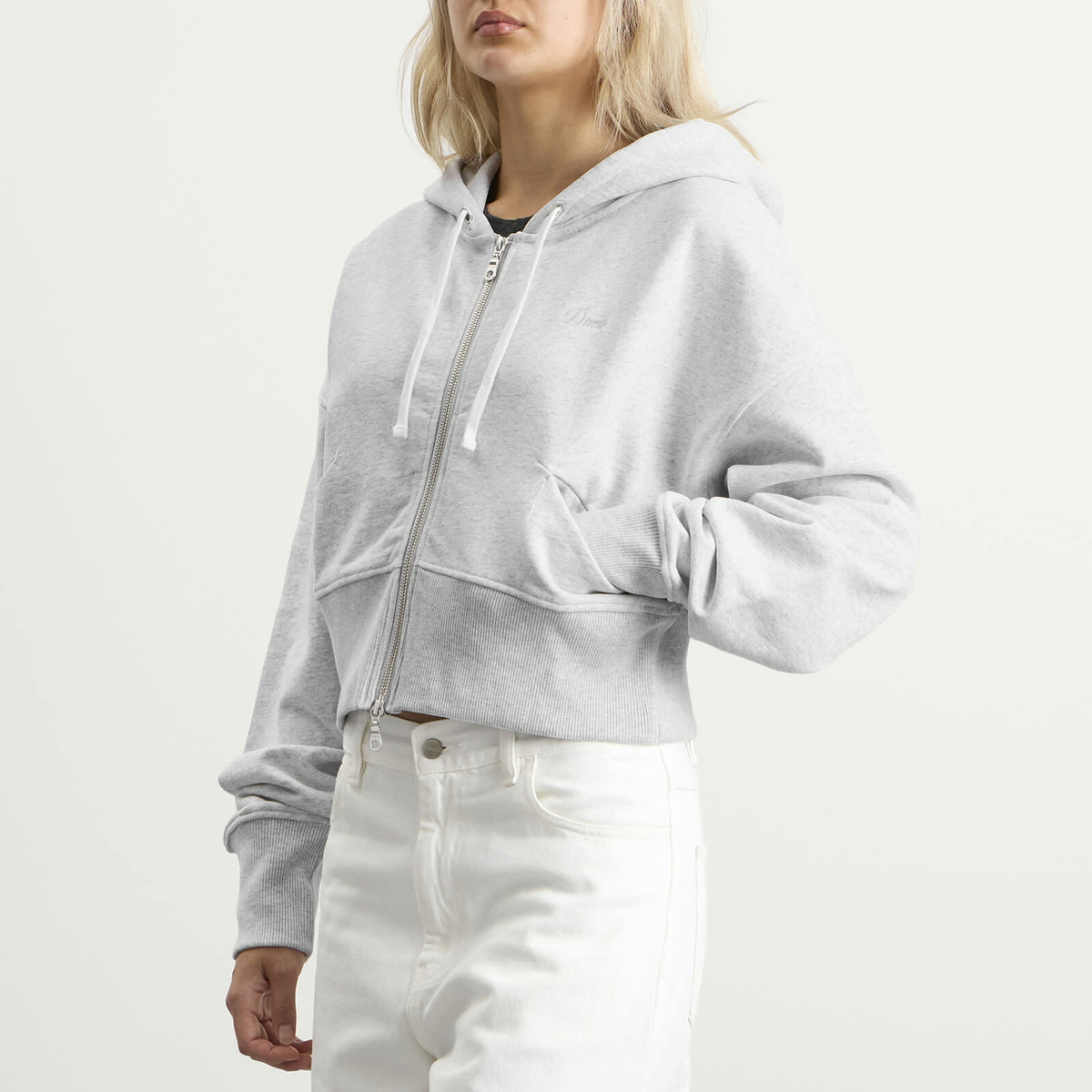 Dime Women's Cropped Hoodie in Ash