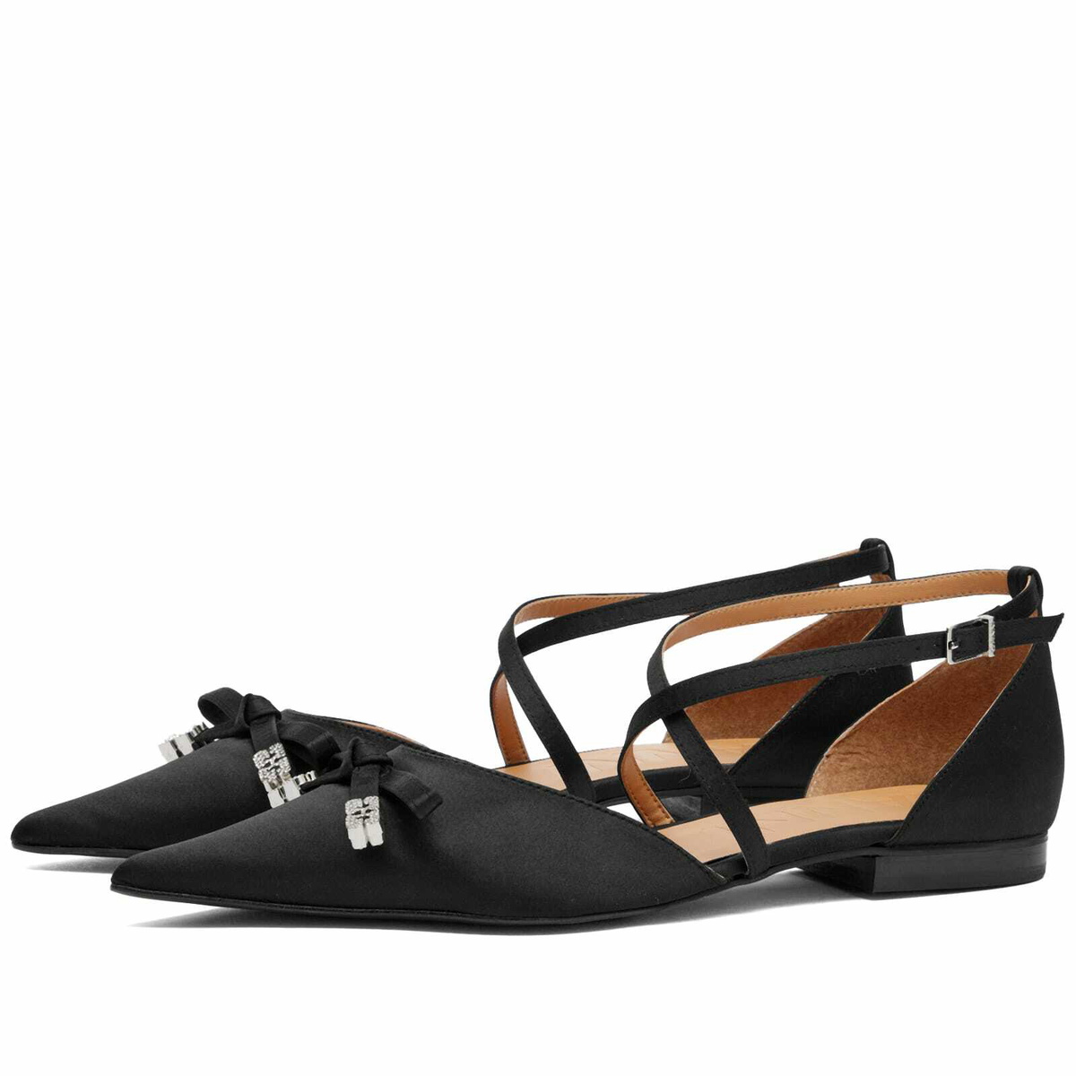 GANNI Women's Butterfly Pointy Cut Out Ballerina in Black GANNI