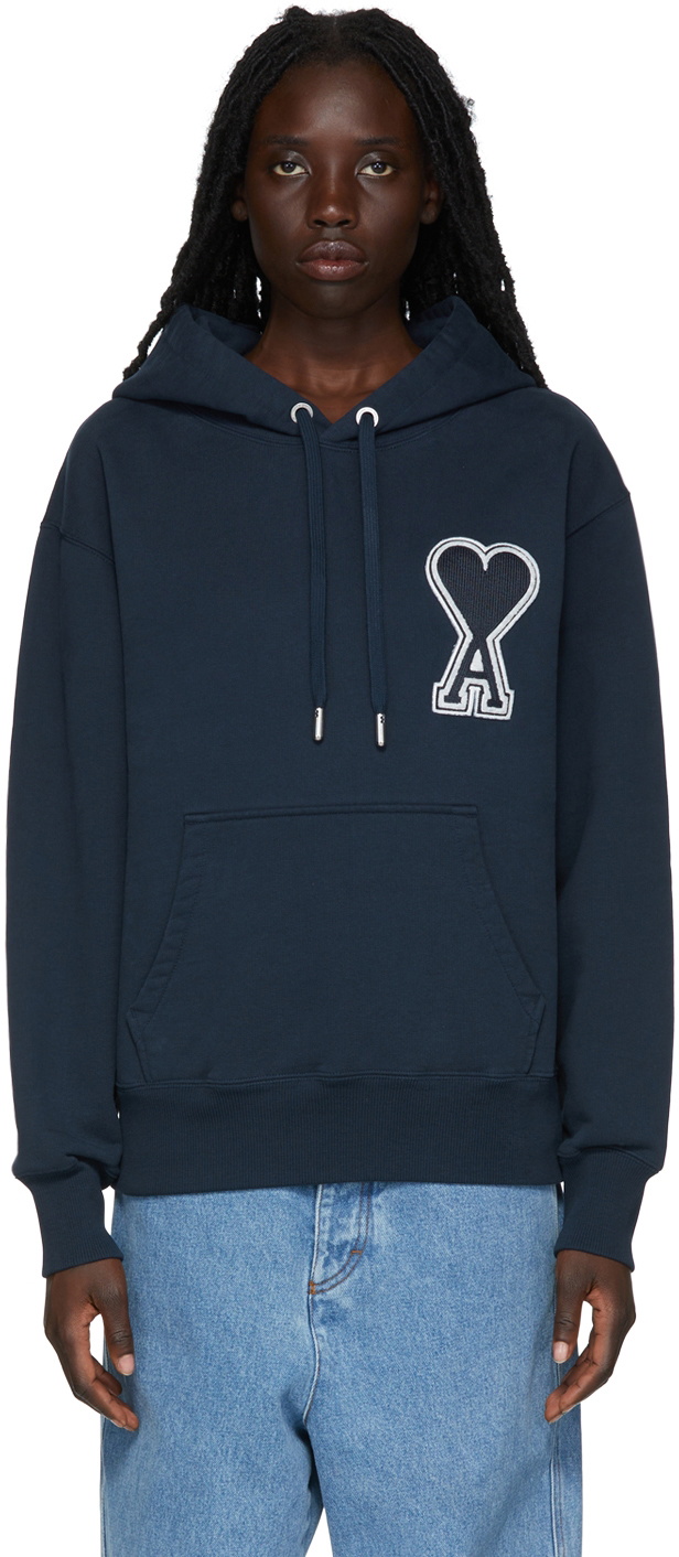 AMI Alexandre Mattiussi SSENSE Exclusive Navy Oversized Hoodie AMI Alexandre Mattiussi