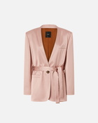 Pinko Special Occasion Satin Blazer With Belt Rosy Cloud