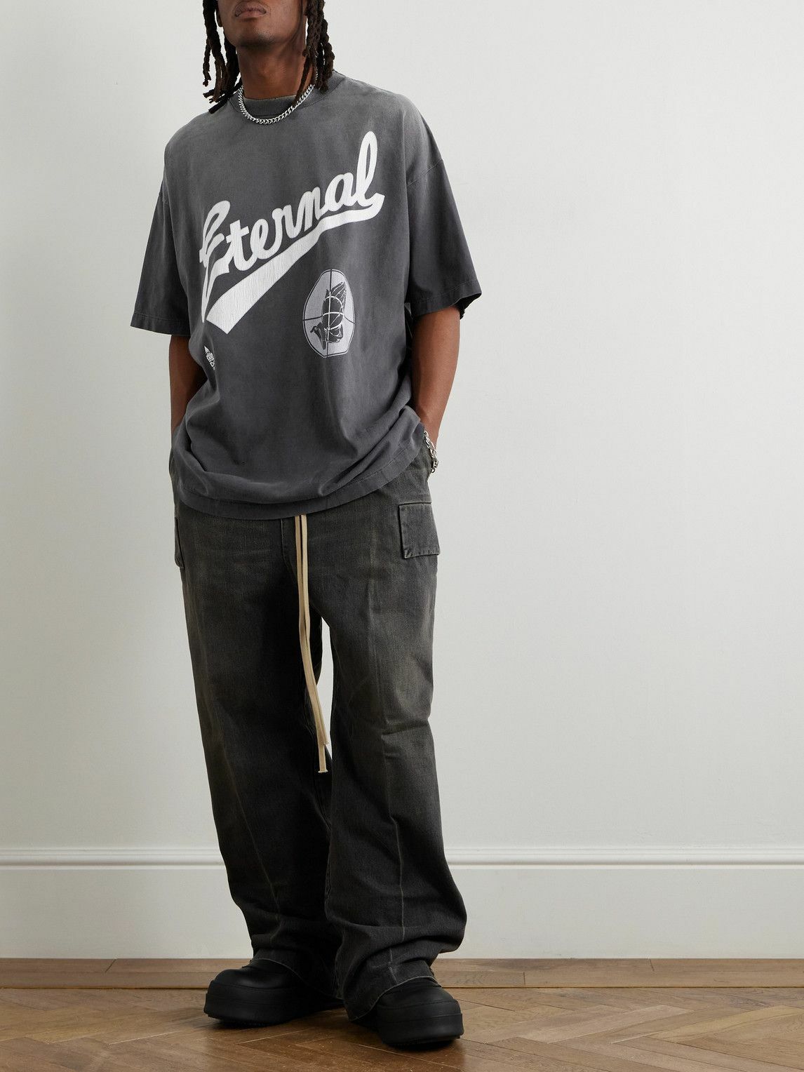 SAINT MXXXXXX - Fear of God Distressed Printed Cotton-Jersey T