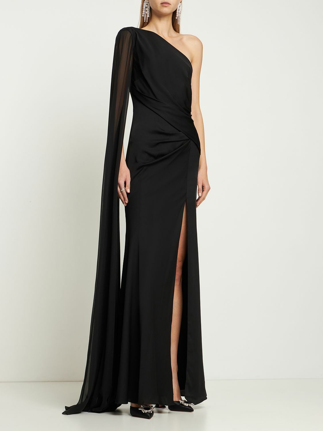 ROLAND MOURET Asymmetric Stretch Silk Crepe Gown Roland Mouret