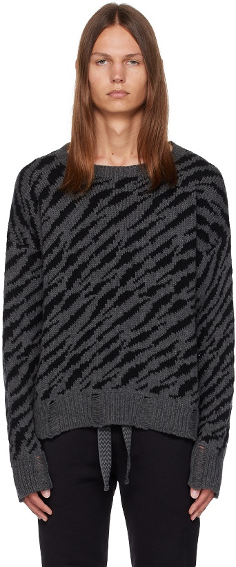 Photo: Rhude Black & Gray Zebra Sweater
