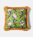 La DoubleJ Nymph Bloom floral fringed cushion