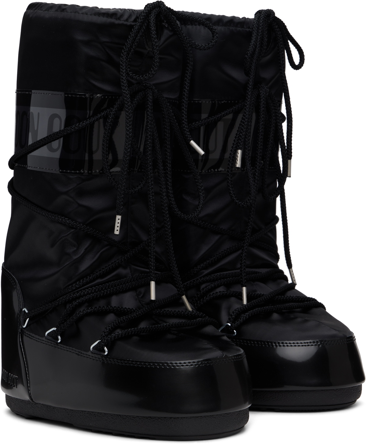 Moon Boot Black Icon Glance Satin Tall Boots Moon Boot