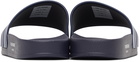 Thom Browne Navy Rubber Trompe L'Oeil Slides