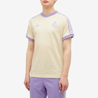 Adidas Men's Real Madrid CF OG 3 Stripe T-Shirt in Wonder White/Magic Lilac