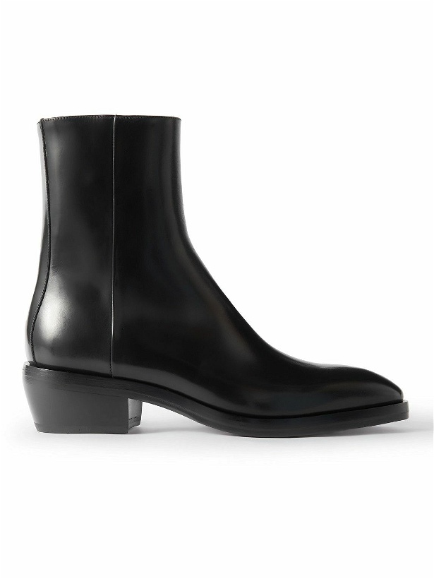 Photo: FERRAGAMO - Polished-Leather Boots - Black